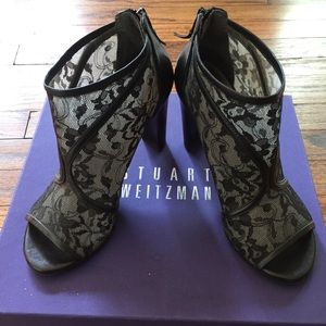 Stuart Weitzman black lace booties Size 5.5